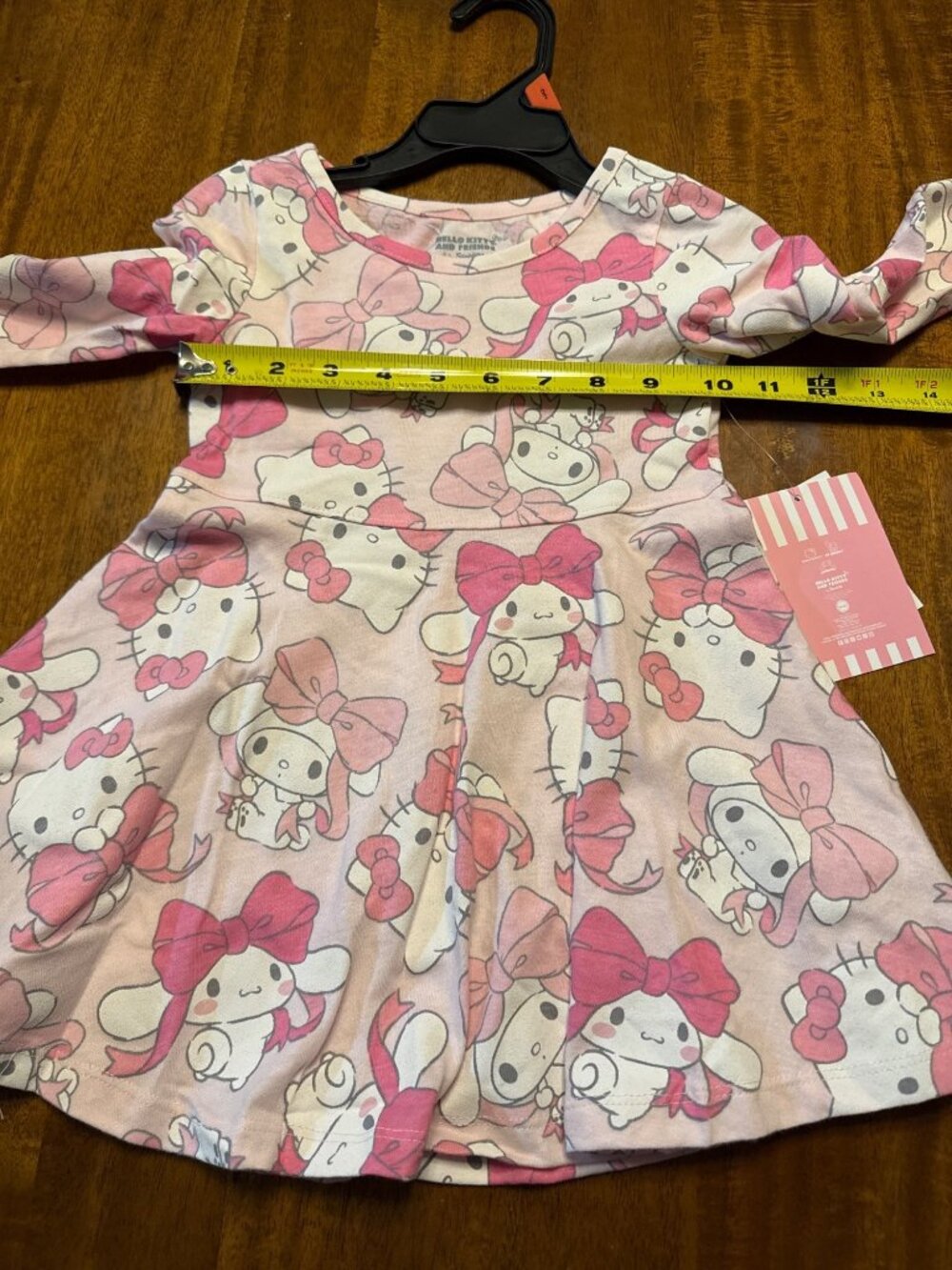 Hello Kitty Toddler Girls Pink Long Sleeve Dress 2T 60% Cotton 40% Polyester Mad - Picture 4 of 7